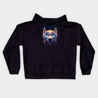 Wolf with Striking Blue Eyes Kids Hoodie